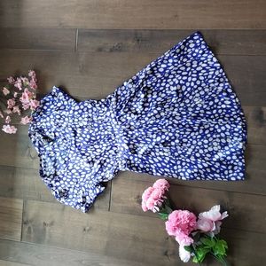 Blue Peekaboo Back Satin Dress